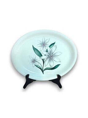 Vintage Homer Laughlin Debutante Oval Serving Platter White Floral 14 Inch